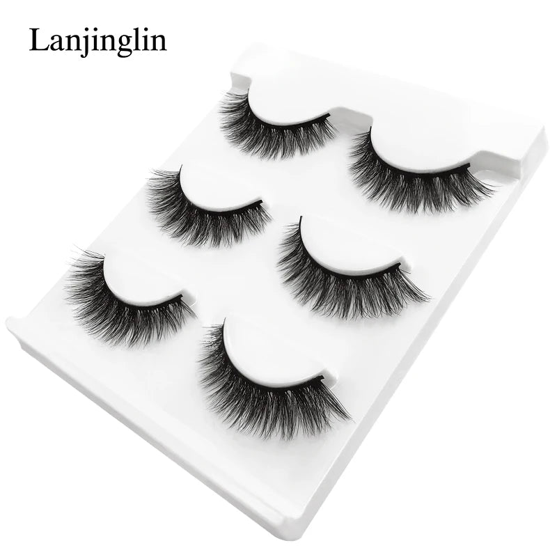 Neu 3 Paar natürliche falsche Wimpern Fake Lashes langes Make-up 3D Nerzwimpern Verlängerung Wimper Nerzwimpern für Schönheit #X11