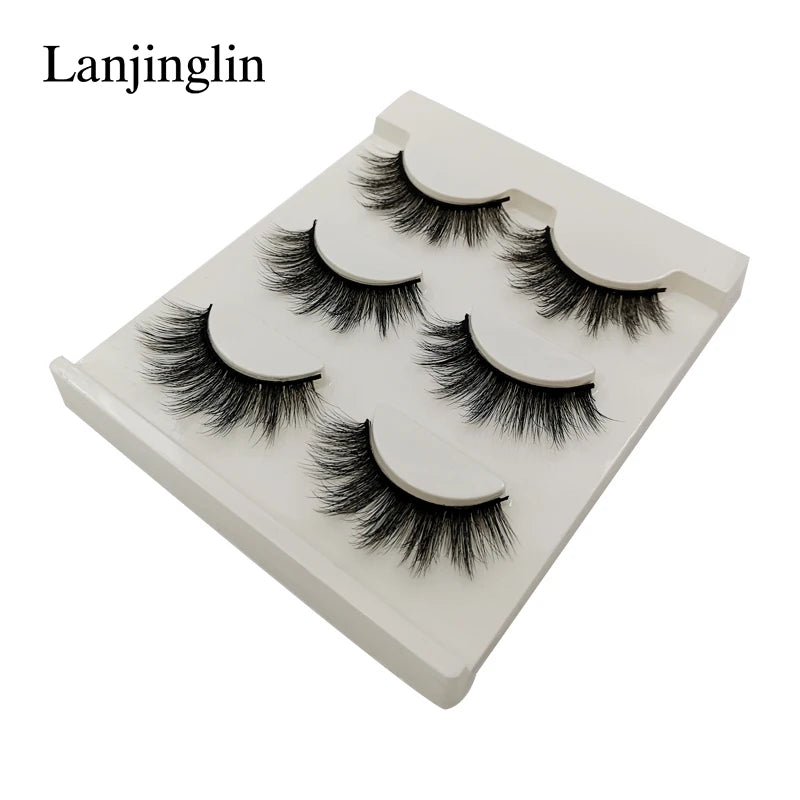 Neu 3 Paar natürliche falsche Wimpern Fake Lashes langes Make-up 3D Nerzwimpern Verlängerung Wimper Nerzwimpern für Schönheit #X11