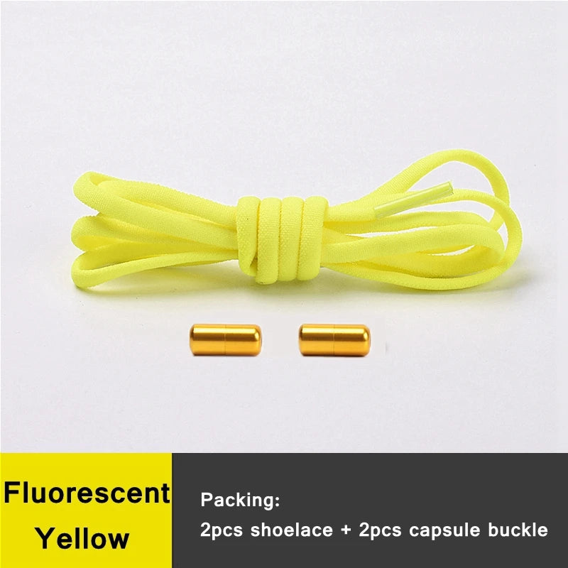 NEW 1 Pair Round Color Elastic Shoelaces Lock No Tie Shoelace Metal Easy to Remove Suitable for All Shoes Lazy Lace 21 Colors
