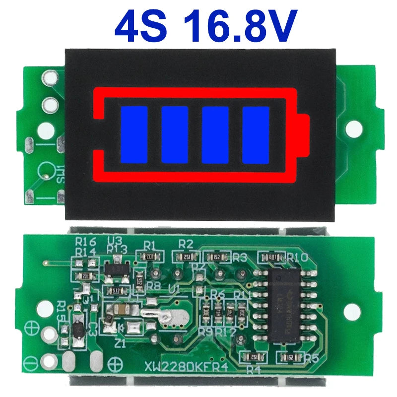 1S-4S-8S Single 3.7V Lithium Battery Capacity Indicator Module 4.2V Blue Display Electric Vehicle Battery Power Tester Li-ion