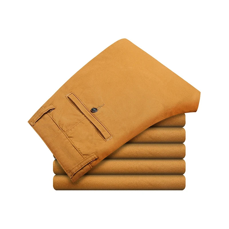 Mens Pants Cotton Casual  Stretch male trousers man long Straight High Quality 4 color Plus size pant suit  42 44 46 - Shoppiline