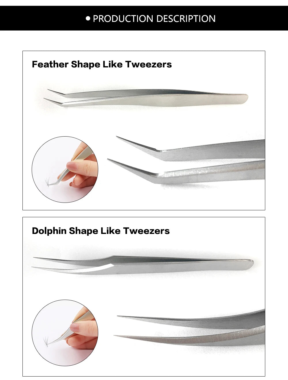 NAGARAKU Stainless Steel Straight Curved Nail Volume Eyelash Accurate Tweezers Nippers Pointed Clip Set Makeup Tools
