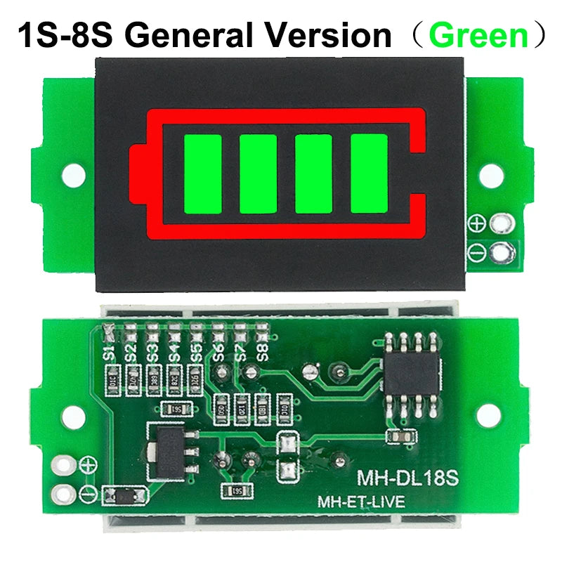 1S-4S-8S Single 3.7V Lithium Battery Capacity Indicator Module 4.2V Blue Display Electric Vehicle Battery Power Tester Li-ion