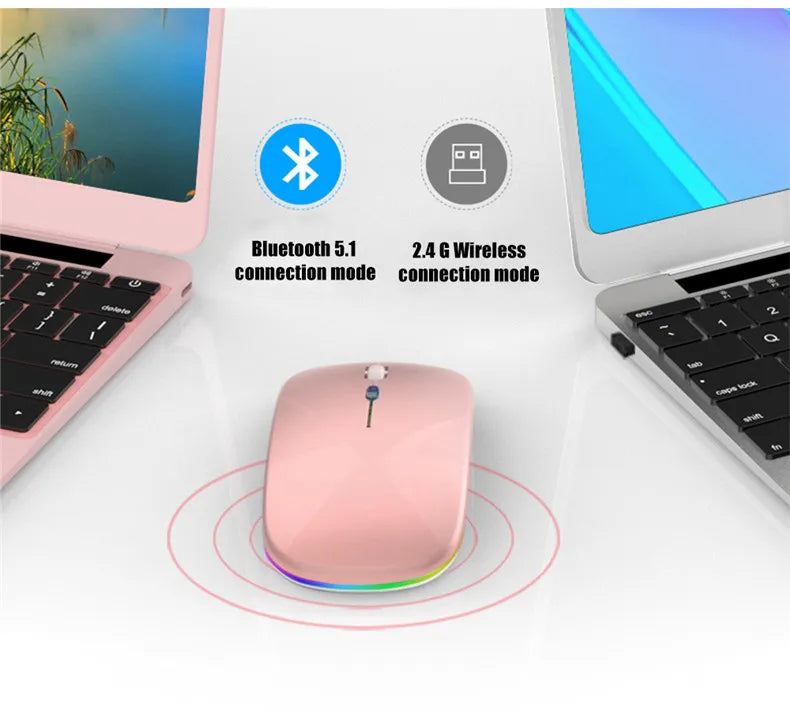 Kabellose Maus Wiederaufladbar Silent LED Hintergrundbeleuchtung Mäuse PC Laptop Computer Maus 2.4Ghz Empfänger Bluetooth Dual Modus Optische Mäuse