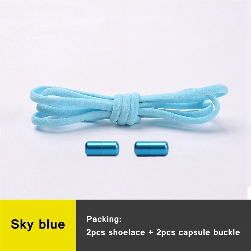 NEW 1 Pair Round Color Elastic Shoelaces Lock No Tie Shoelace Metal Easy to Remove Suitable for All Shoes Lazy Lace 21 Colors