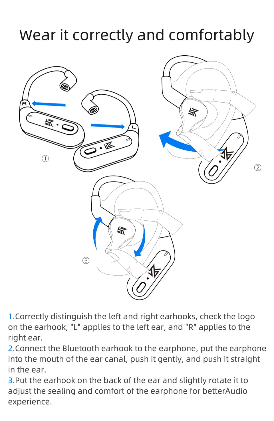 KZ AZ09  Bluetooth 5.2 HD Bluetooth Module Wireless Upgrade Cable HIFI Wireless Ear Hook Connector With Charging Case S2 Z1 S1