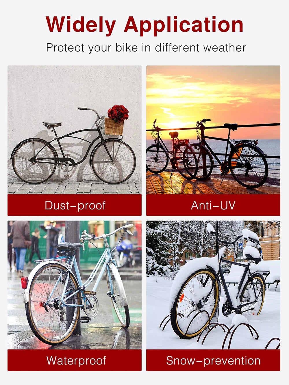 Housse de vélo Toptrek imperméable, protection contre la neige et la pluie, protection UV, protection contre la poussière pour vélo, housse de protection étanche 210T