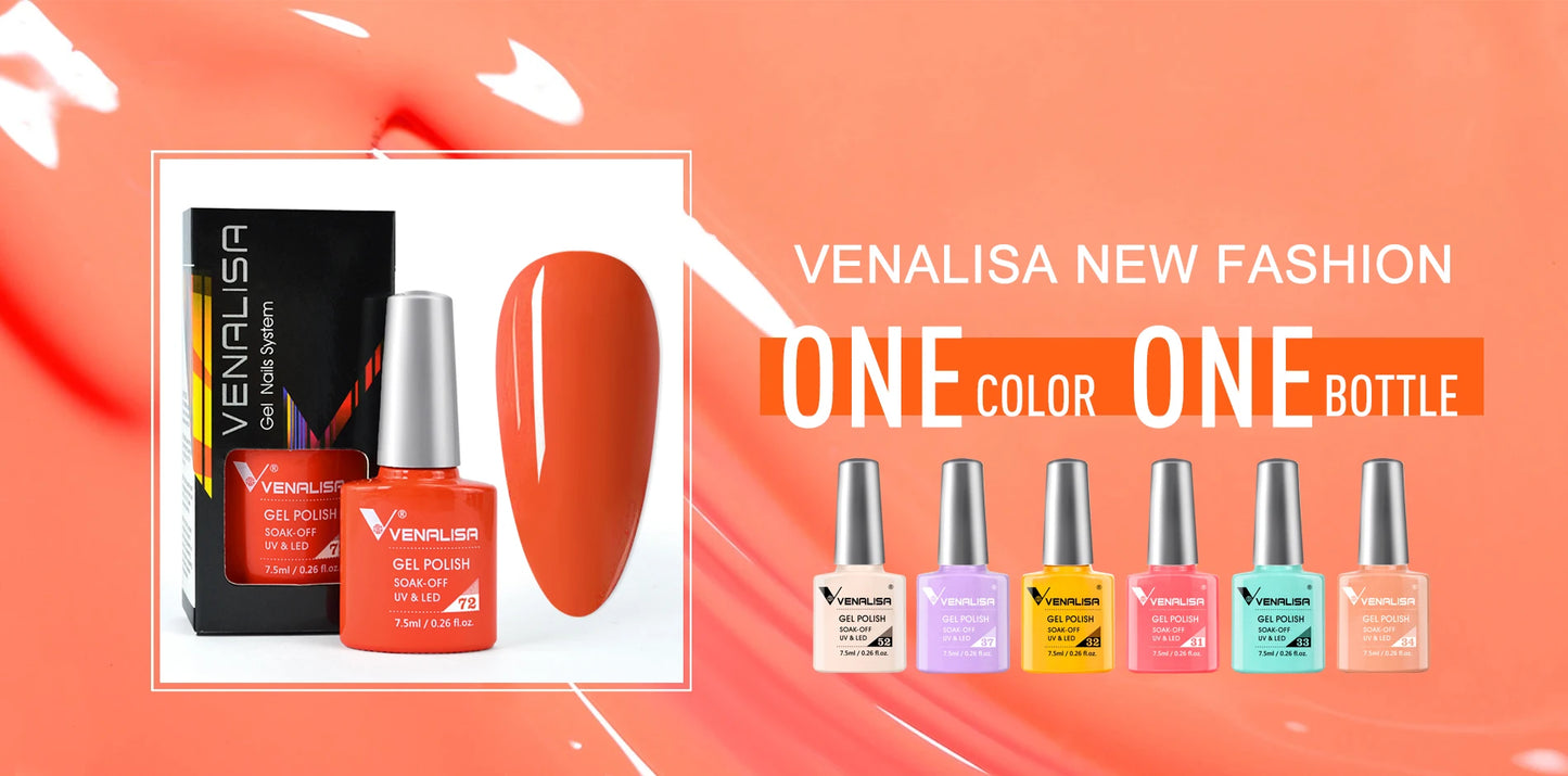 Venalisa 7.5ml Nail Gel Polish 60 Color Glitter Color Nail Varnish For Nail Art Manicure Top Coat Soak Off Enamel UV Gel Varnish