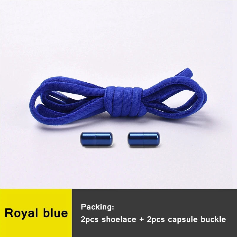 NEW 1 Pair Round Color Elastic Shoelaces Lock No Tie Shoelace Metal Easy to Remove Suitable for All Shoes Lazy Lace 21 Colors