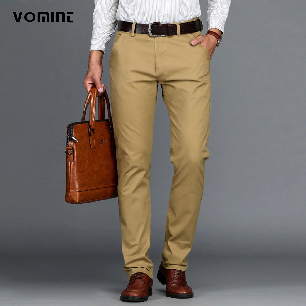 Mens Pants Cotton Casual  Stretch male trousers man long Straight High Quality 4 color Plus size pant suit  42 44 46 - Shoppiline