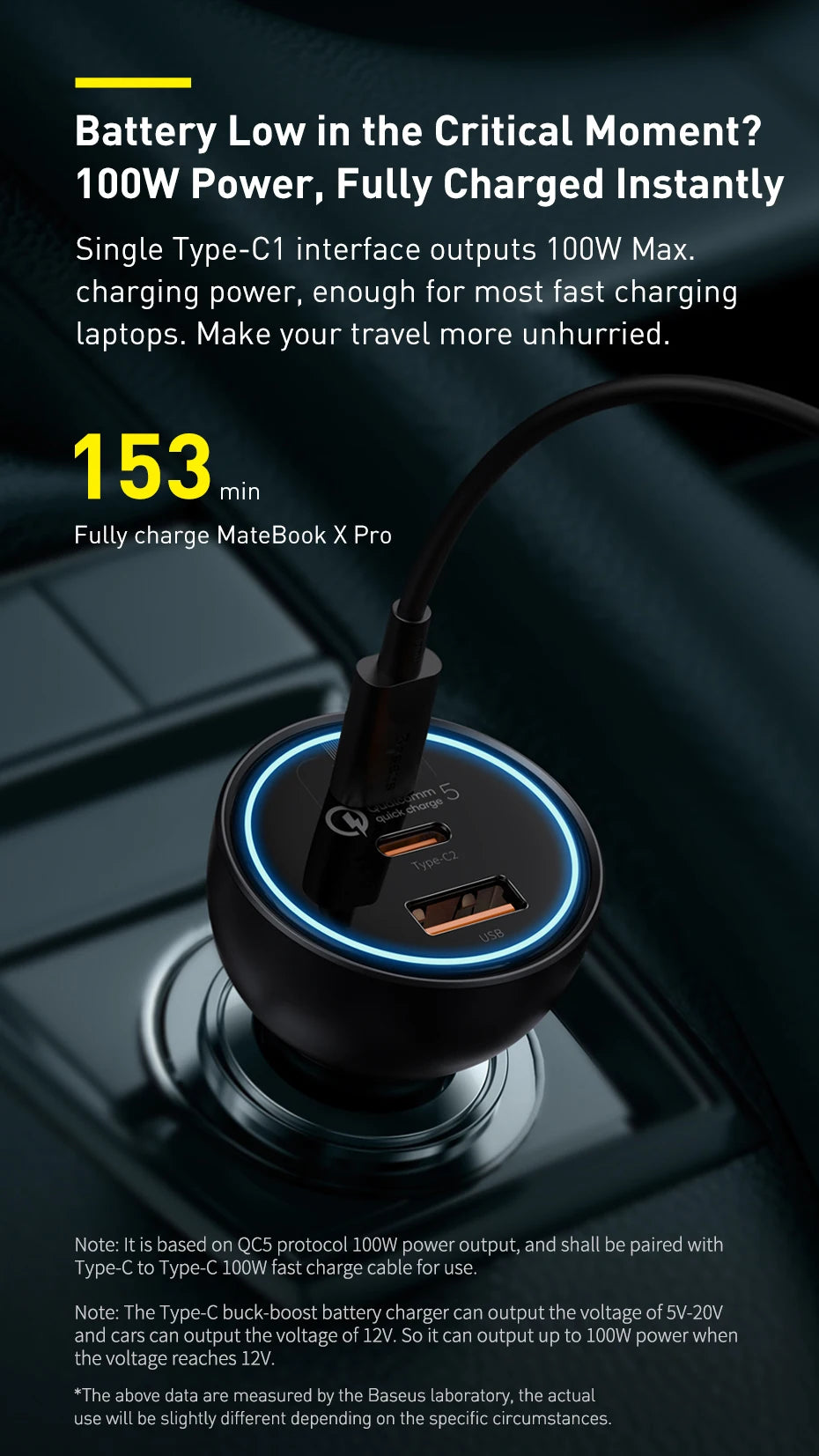 Baseus 160W Car Charger QC 5.0 Fast Quick Charging PPS PD3.0 USB Type C Car Phone Charge For iPhone 13 14 15 Pro Laptops Tablets - Shoppiline