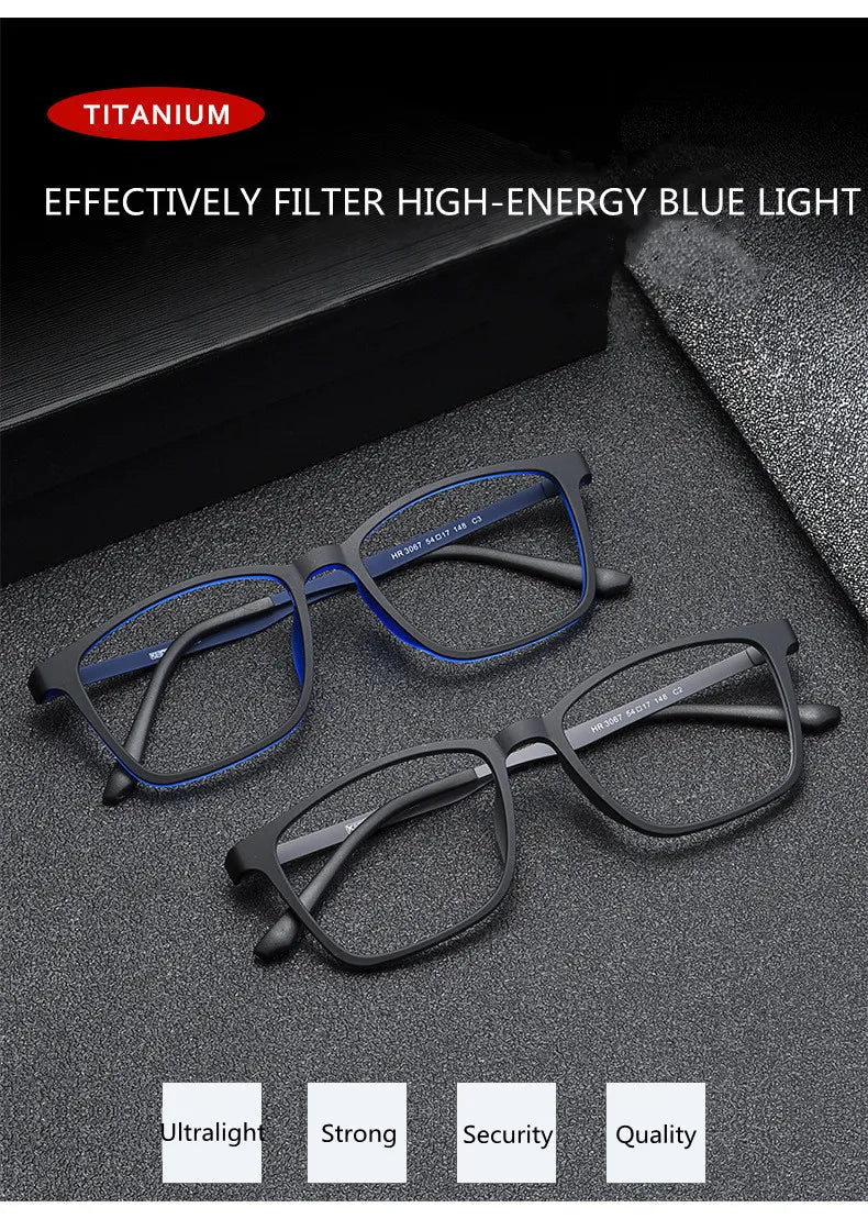 High Quality Pure Titanium Men Anti Blue Light Presbyopia Eyewear Reading Glasses with Diopter+1.0 +1.5 +2.0 +2.5 +3.0 +3.5+4.0