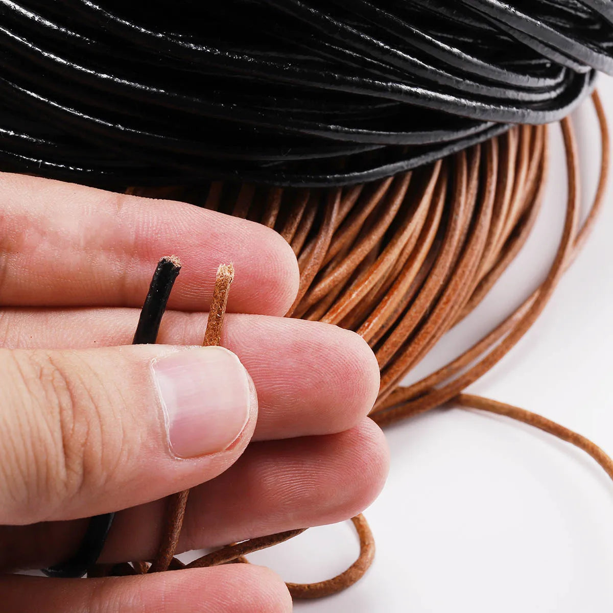 2/5 Meters/Lot 1-6mm Genuine Cow Leather Round Thong Cord DIY Bracelet Findings Rope String For Jewelry Making