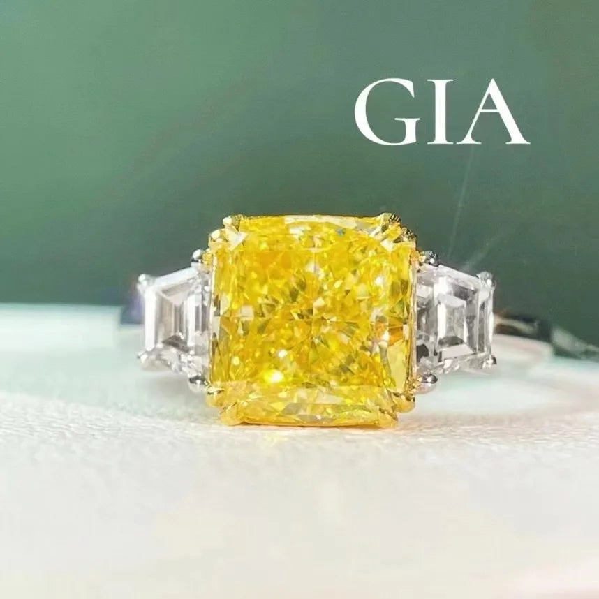 Sgarit Drop Shipping  18K White Gold 3.01Ct Real Natural Fancy Yellow Diamond Ring Wedding Jewelry Women Custom Jewellery - Shoppiline