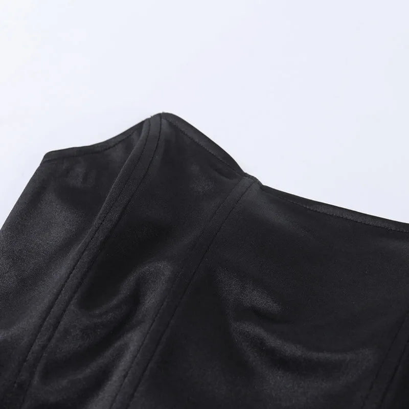 Haut court corset sexy sans manches à épaules dénudées, débardeur féminin, sous-vêtement bustier dos nu uni