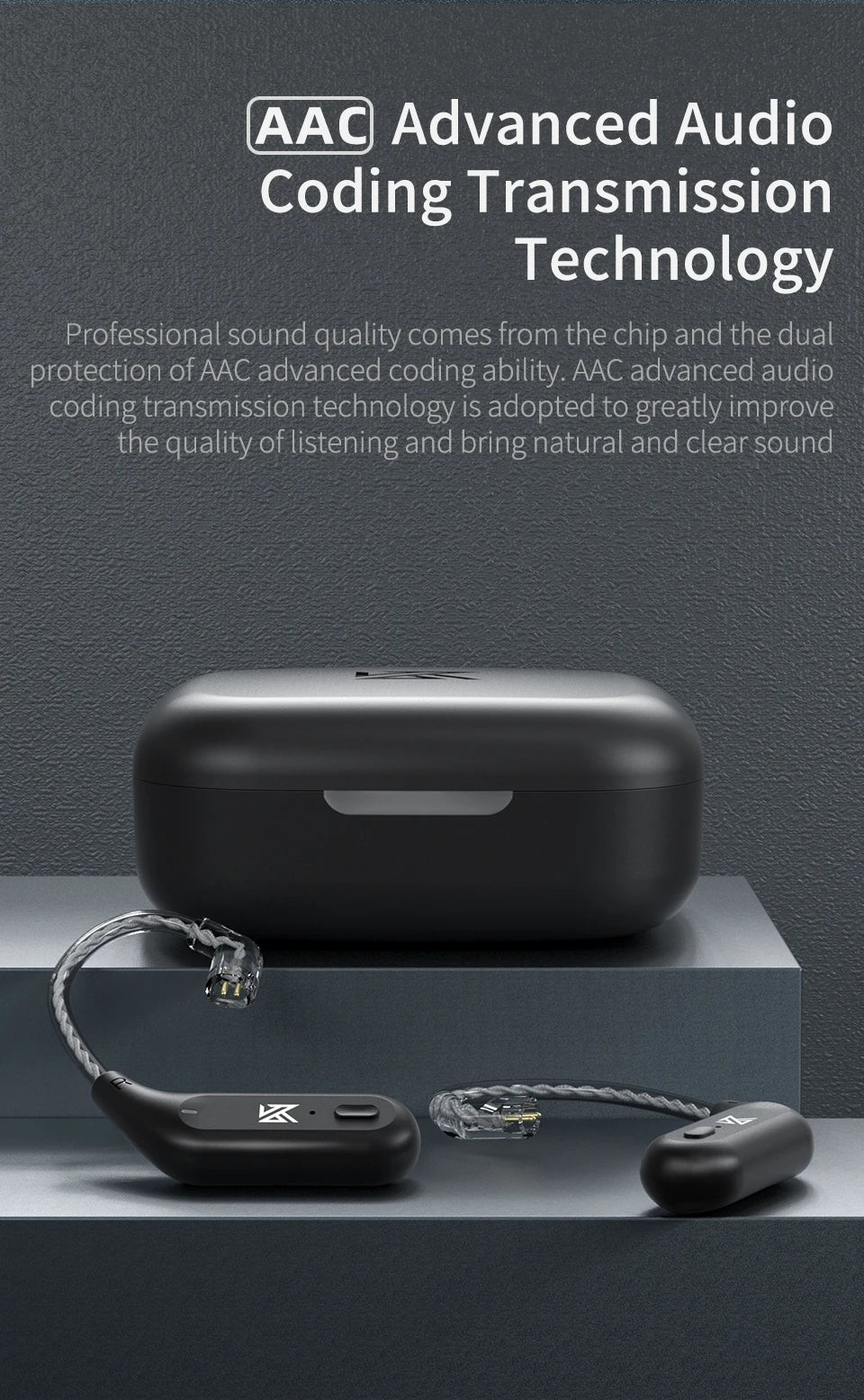 KZ AZ09  Bluetooth 5.2 HD Bluetooth Module Wireless Upgrade Cable HIFI Wireless Ear Hook Connector With Charging Case S2 Z1 S1