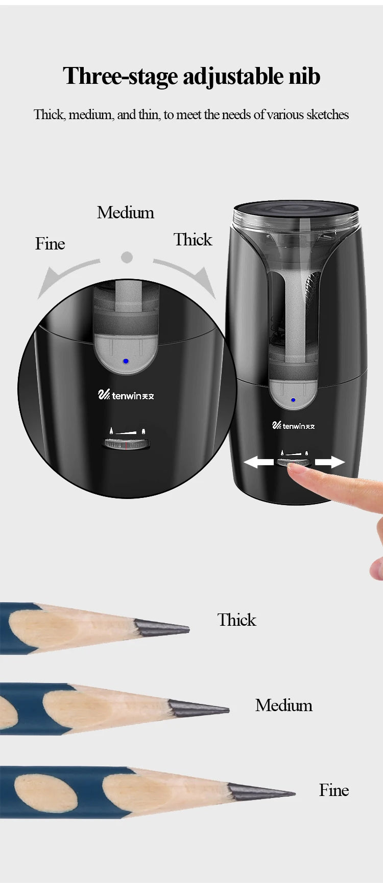 Tenwin Automatic Electric Pencil Sharpener For Colored Pencils Sharpen Mechanical Office School Supplies Stationery Free Ship - Shoppiline