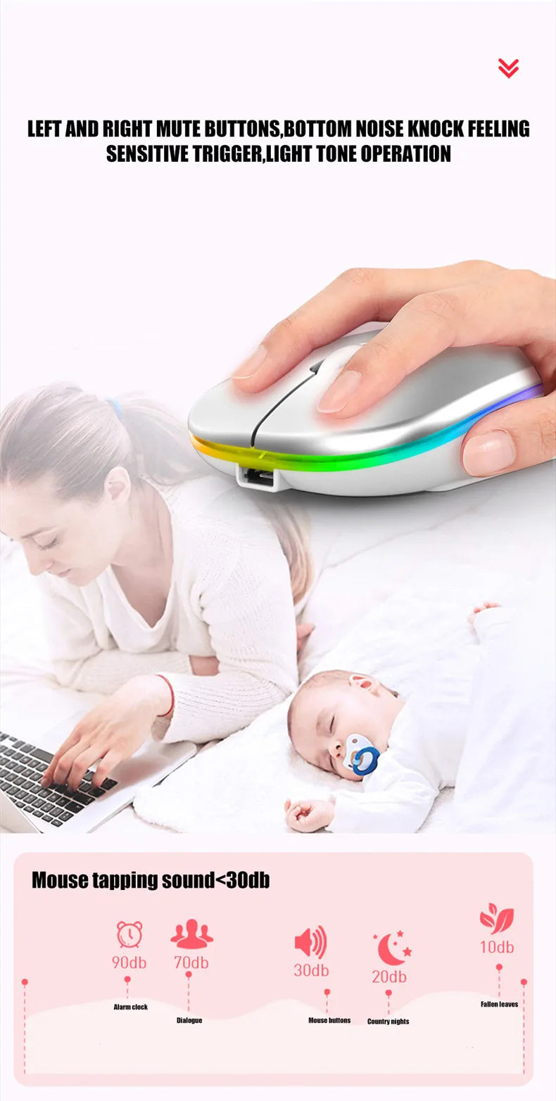 Kabellose Maus Wiederaufladbar Silent LED Hintergrundbeleuchtung Mäuse PC Laptop Computer Maus 2.4Ghz Empfänger Bluetooth Dual Modus Optische Mäuse