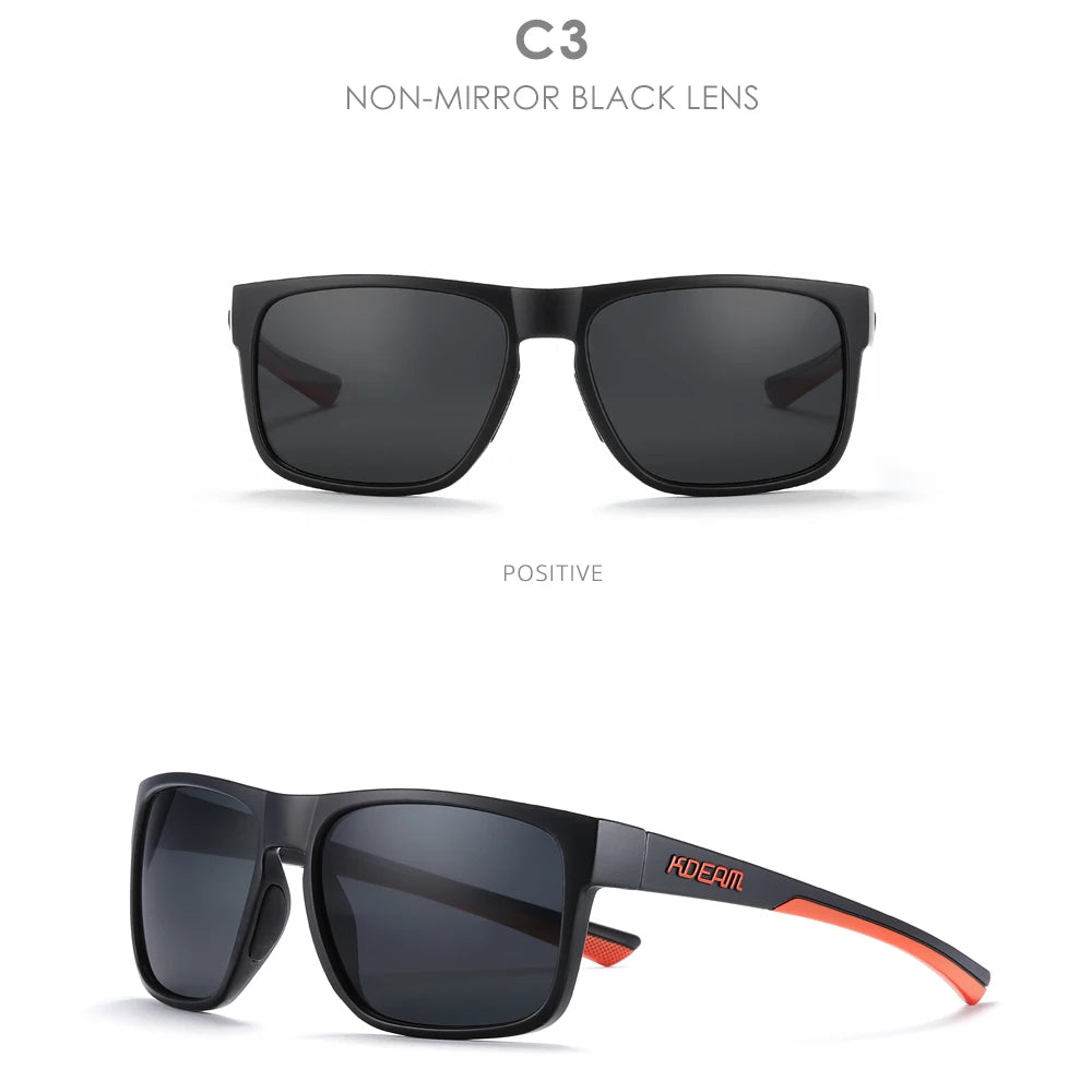 KDEAM New Polarized Men's Sunglasses Square Outdoor Photochromic Sun Glasses Women Non-Slip Nose Pad Full Accessories Included