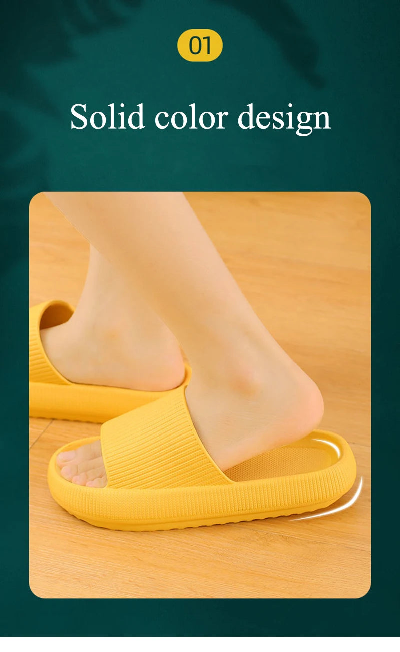 Women Thick Platform Cloud Slippers Indoor Home Eva Soft Sole Pillow Slides Sandals Woman 2025 Summer Non Slip Beach Flip Flops