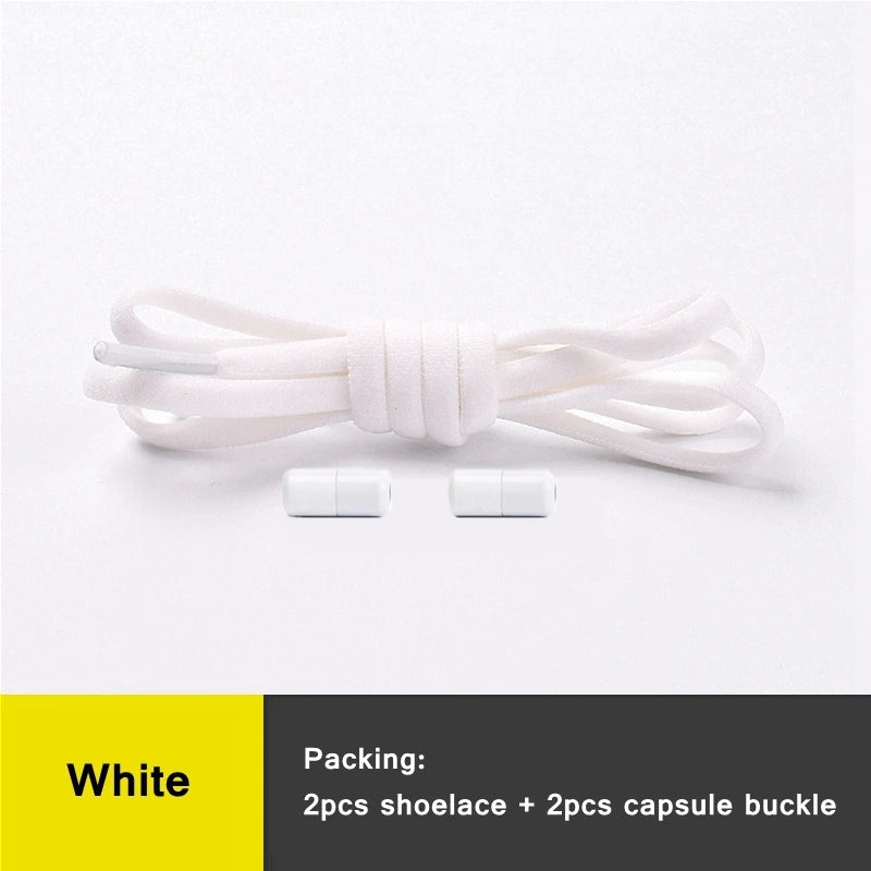 NEW 1 Pair Round Color Elastic Shoelaces Lock No Tie Shoelace Metal Easy to Remove Suitable for All Shoes Lazy Lace 21 Colors