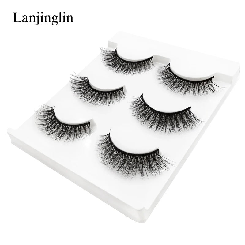 Neu 3 Paar natürliche falsche Wimpern Fake Lashes langes Make-up 3D Nerzwimpern Verlängerung Wimper Nerzwimpern für Schönheit #X11