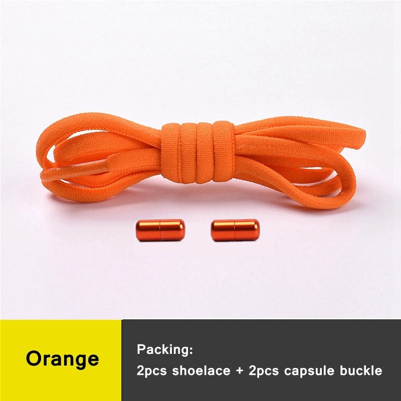 NEW 1 Pair Round Color Elastic Shoelaces Lock No Tie Shoelace Metal Easy to Remove Suitable for All Shoes Lazy Lace 21 Colors