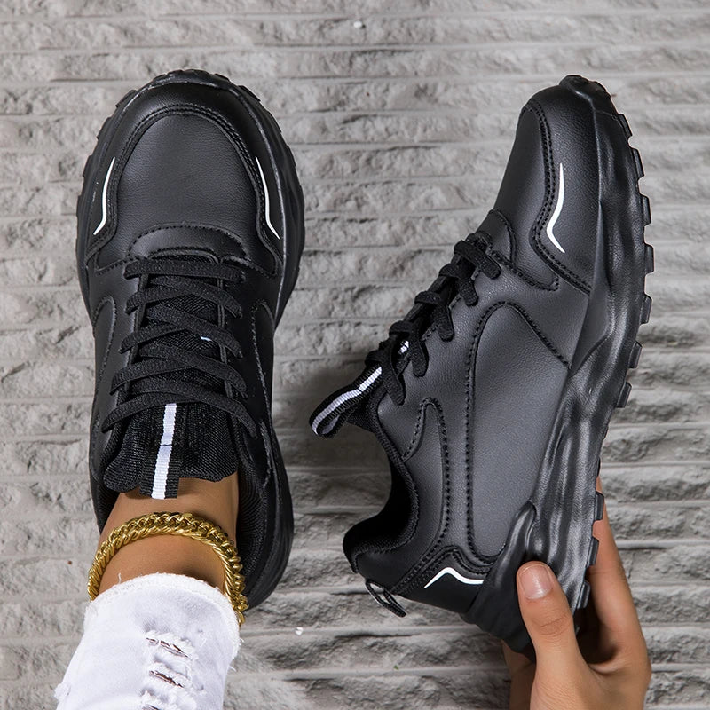 Autumn Men's Shoes 2024 New Trend Versatile Thick Sole Elevated Leather Sports and Casual Zapatos Running Shoes for Women - Shoppiline