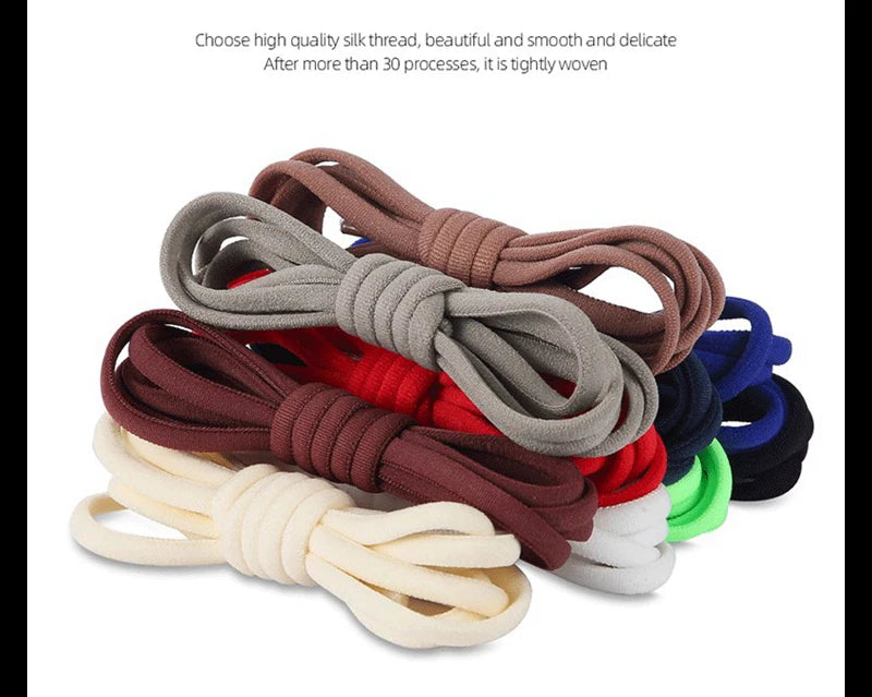 NEW 1 Pair Round Color Elastic Shoelaces Lock No Tie Shoelace Metal Easy to Remove Suitable for All Shoes Lazy Lace 21 Colors