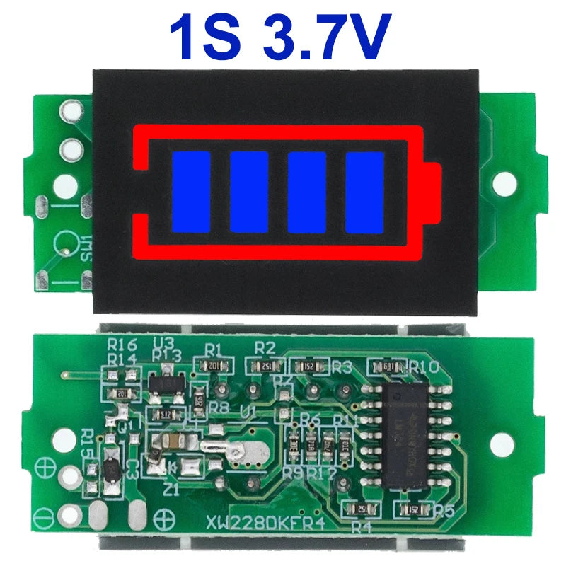 1S-4S-8S Single 3.7V Lithium Battery Capacity Indicator Module 4.2V Blue Display Electric Vehicle Battery Power Tester Li-ion
