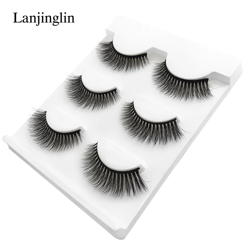 Neu 3 Paar natürliche falsche Wimpern Fake Lashes langes Make-up 3D Nerzwimpern Verlängerung Wimper Nerzwimpern für Schönheit #X11