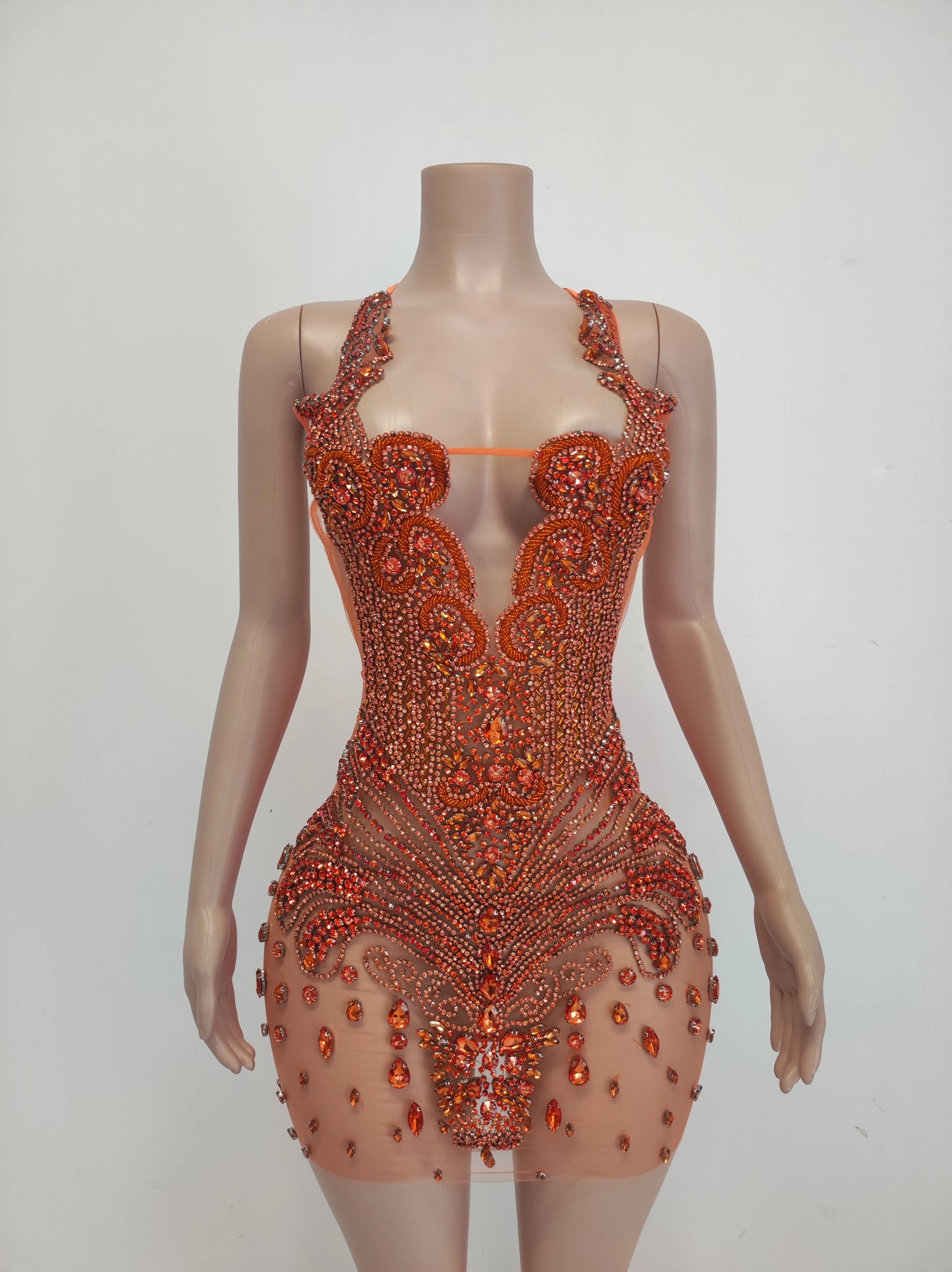 Ocstrade Fashion Night Club Wear Dress Rhinestone Sexy Women Clothing Halter Club Elegant Sparkly Crystal Dresses for Party - Shoppiline