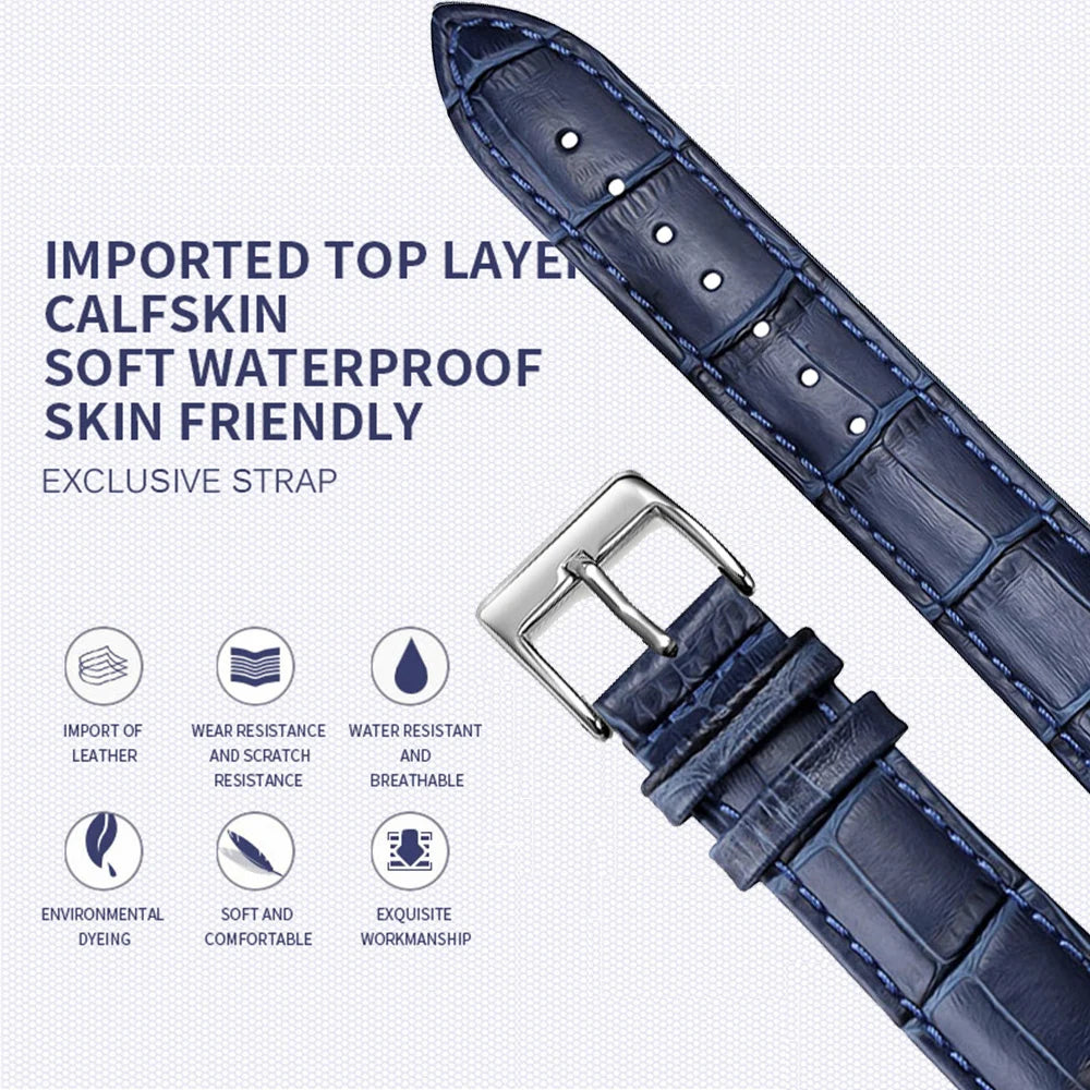 Premium Genuine Leather Watchbands 12/14/16/18/19/20/21/22/24 mm Watch Band Strap High Quality Wrist Belt Bracelet + Tool