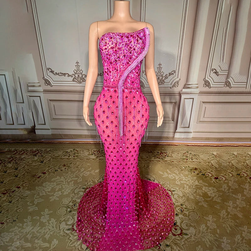 Novance Y2848-F Trend Products 2024 Transparent Luxury Wedding Dress Rhinestone Sexy Women Clothing With Tassel - Shoppiline