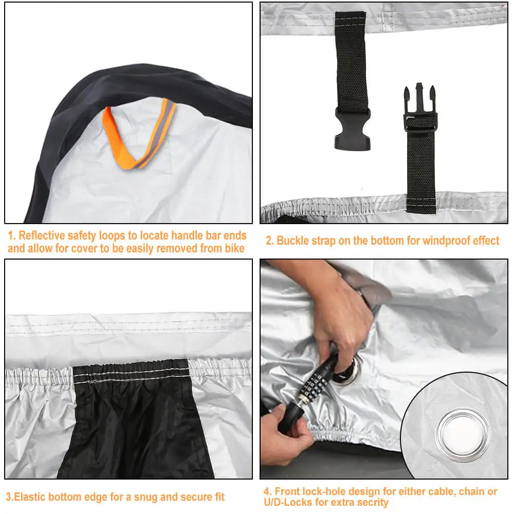 Housse de vélo Toptrek imperméable, protection contre la neige et la pluie, protection UV, protection contre la poussière pour vélo, housse de protection étanche 210T