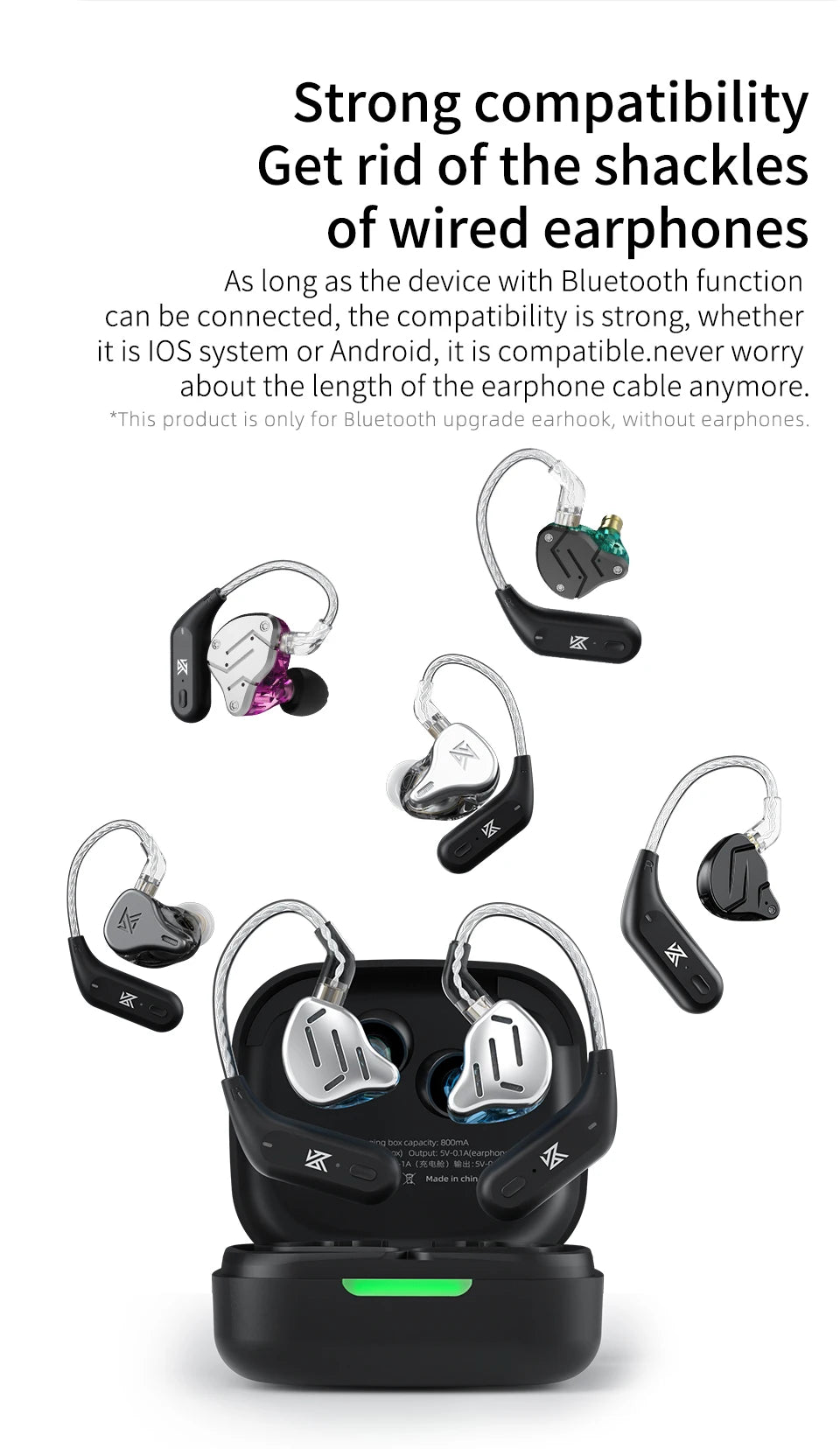 KZ AZ09  Bluetooth 5.2 HD Bluetooth Module Wireless Upgrade Cable HIFI Wireless Ear Hook Connector With Charging Case S2 Z1 S1