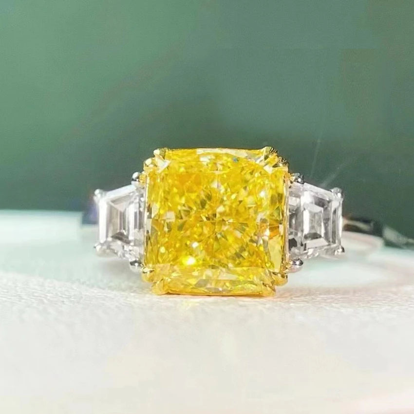 Sgarit Drop Shipping  18K White Gold 3.01Ct Real Natural Fancy Yellow Diamond Ring Wedding Jewelry Women Custom Jewellery - Shoppiline
