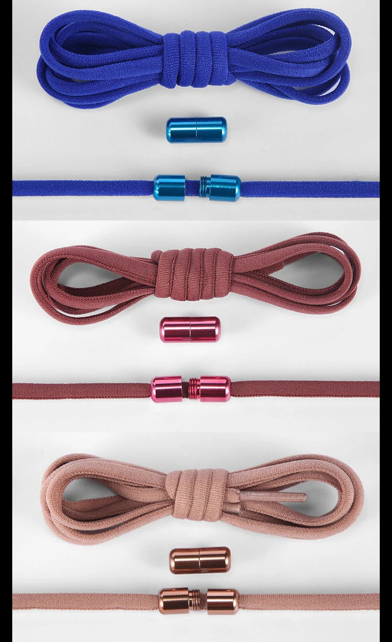 NEW 1 Pair Round Color Elastic Shoelaces Lock No Tie Shoelace Metal Easy to Remove Suitable for All Shoes Lazy Lace 21 Colors