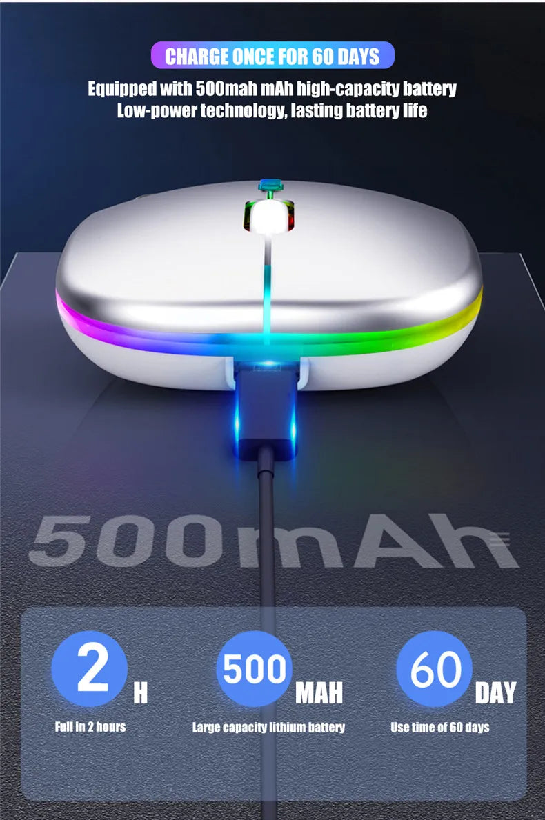 Kabellose Maus Wiederaufladbar Silent LED Hintergrundbeleuchtung Mäuse PC Laptop Computer Maus 2.4Ghz Empfänger Bluetooth Dual Modus Optische Mäuse