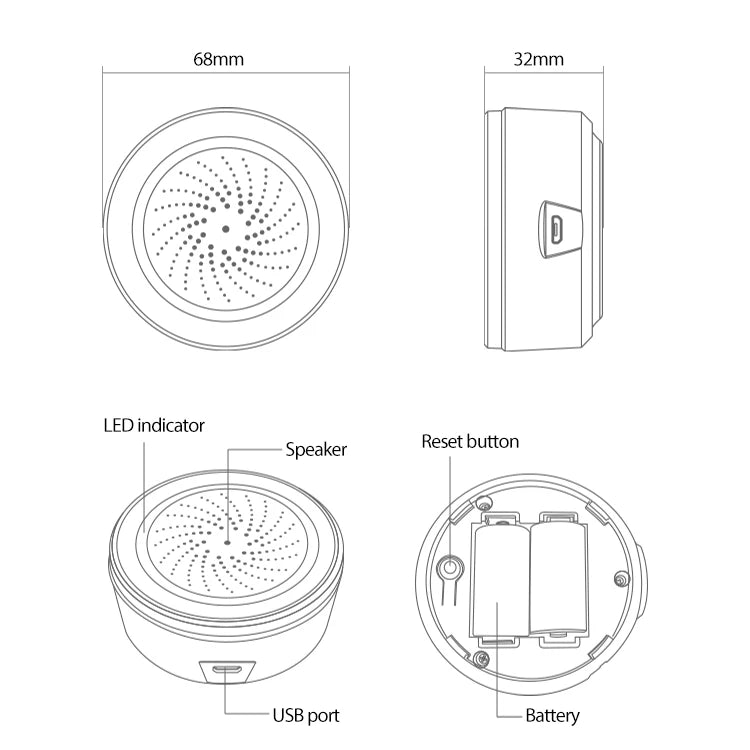 Coolcam Tuya Zigbee Smart Siren Alarm For Home Security with Strobe Alerts Support USB Cable Power UP Works With TUYA Smart Hub - Shoppiline
