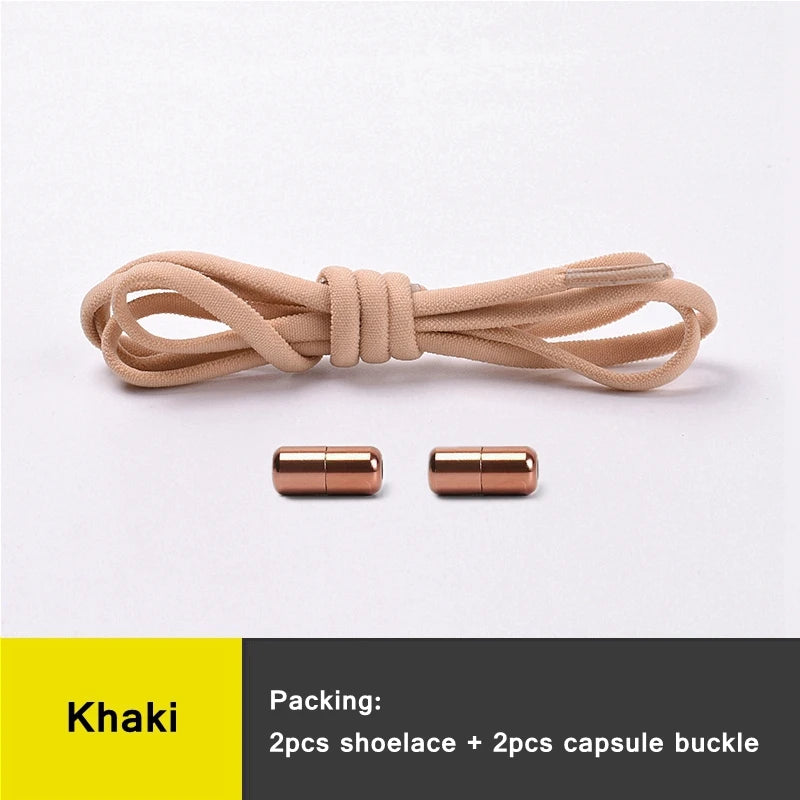 NEW 1 Pair Round Color Elastic Shoelaces Lock No Tie Shoelace Metal Easy to Remove Suitable for All Shoes Lazy Lace 21 Colors