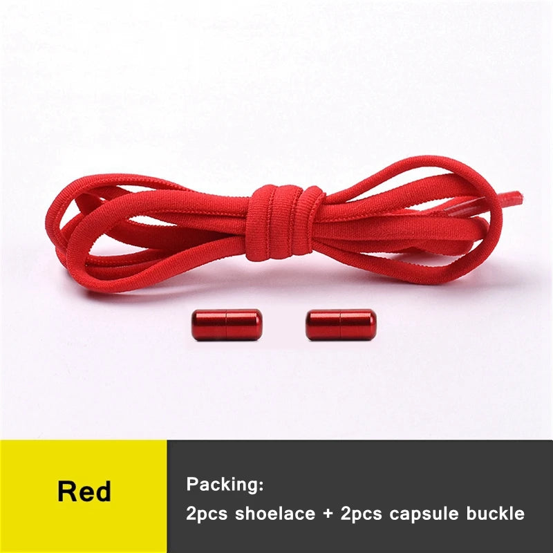 NEW 1 Pair Round Color Elastic Shoelaces Lock No Tie Shoelace Metal Easy to Remove Suitable for All Shoes Lazy Lace 21 Colors