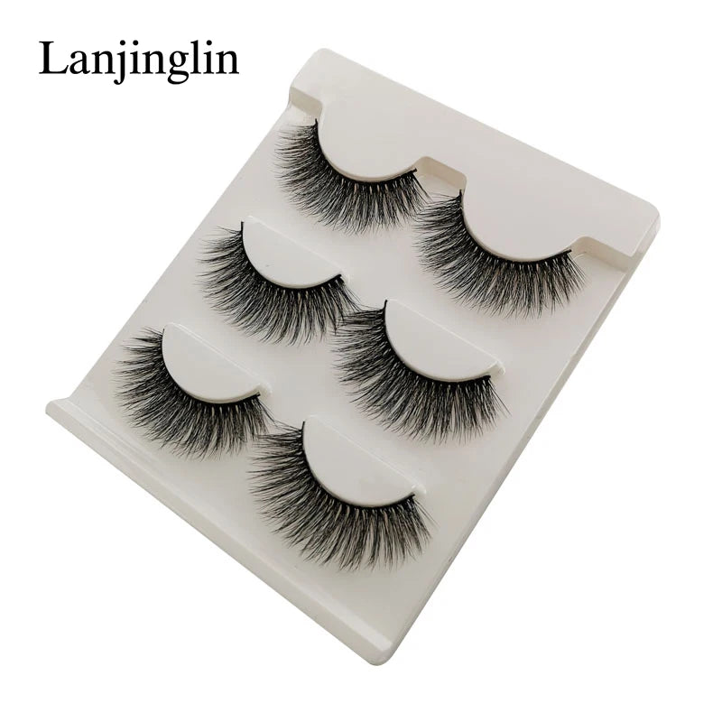 Neu 3 Paar natürliche falsche Wimpern Fake Lashes langes Make-up 3D Nerzwimpern Verlängerung Wimper Nerzwimpern für Schönheit #X11