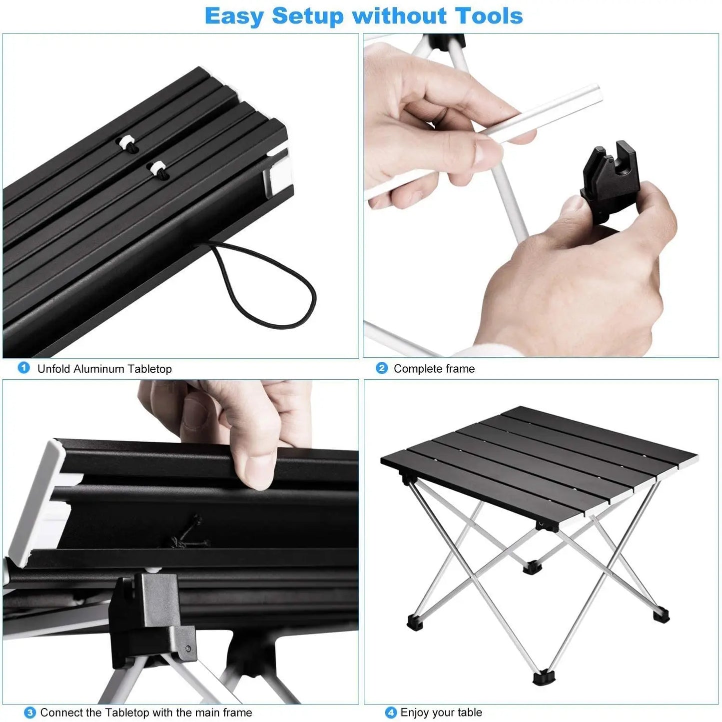 Table de camping pliante portable ultralégère, bureau de dîner extérieur pliable en alliage d'aluminium haute résistance pour fête de jardin, pique-nique, barbecue