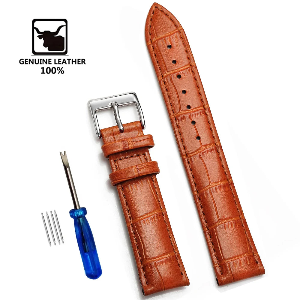 Premium Genuine Leather Watchbands 12/14/16/18/19/20/21/22/24 mm Watch Band Strap High Quality Wrist Belt Bracelet + Tool