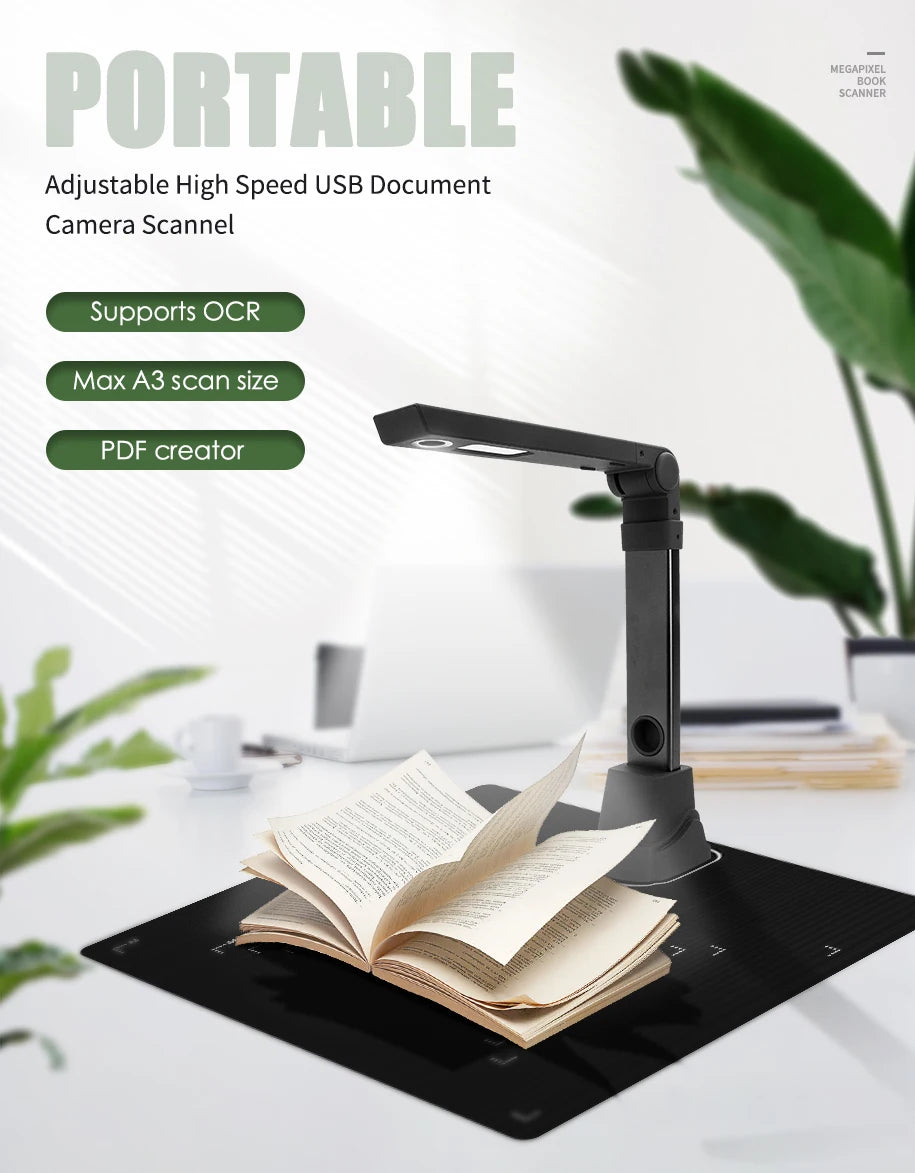 NETUM Book Scanner T101 Autofocus Document Scanner Max A4 A3 Size with Smart OCR Led Table Desk Lamp for Family Home Office - Shoppiline