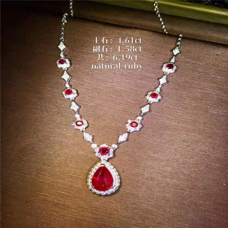 Indian Jewelry Gold 18k Gold  South Africa Real Diamond Natural Ruby Necklace for Women Fashion Jewelry Set - Shoppiline