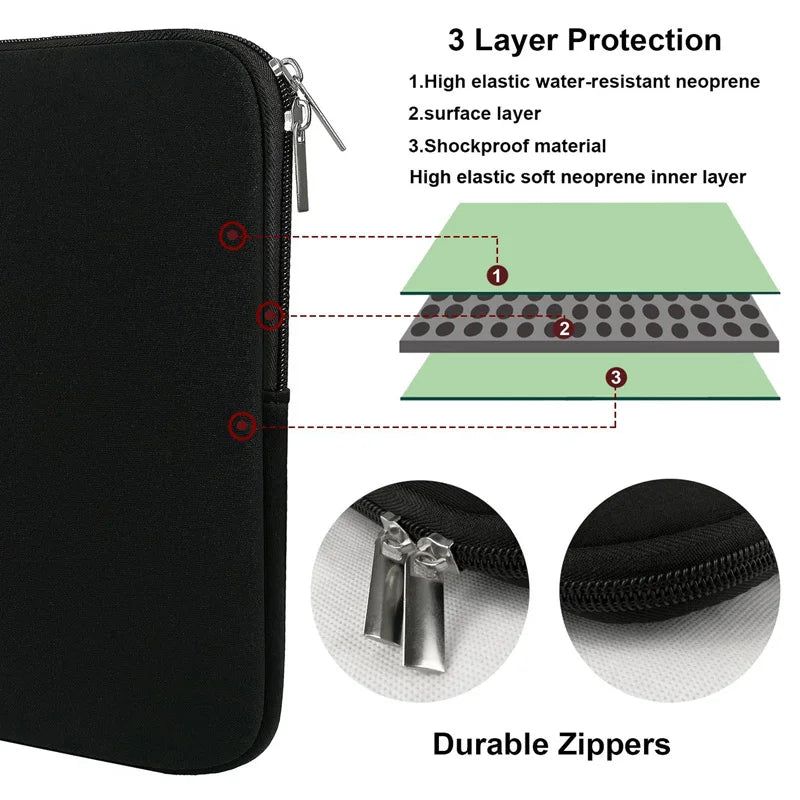 Weiche Laptoptasche für Xiaomi HP Dell Lenovo Notebook Computer für Macbook Air Pro Retina 11 12 13 14 15 15.6 Hülle Hülle Cover