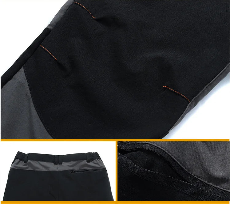 TRVLWEGO Men Summer Hiking Pants Wear-resistant Water Splash Prevention Quick Dry UV Proof Elastic Thin Camping Trousers