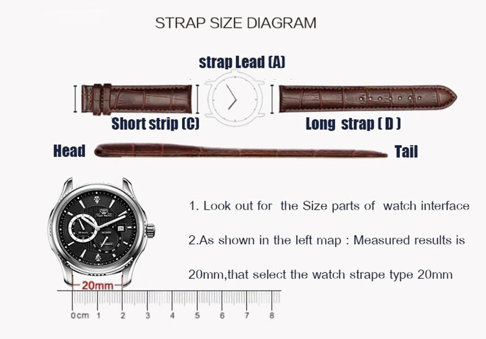 Premium Genuine Leather Watchbands 12/14/16/18/19/20/21/22/24 mm Watch Band Strap High Quality Wrist Belt Bracelet + Tool